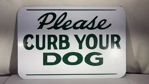 Großes Vintage Schwermetall Bitte Bordstein Ihren Hund Emailschild - Bild 1 von 7