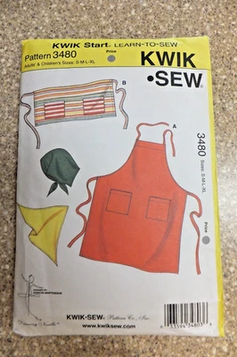 UNCUT NEW Kwik Sew Sewing Pattern 3480 Apron by Kerstin Martensson S-M-L- XL - Image 1 of 4