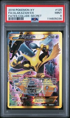2016 POKEMON FATES COLLIDE ALAKAZAM EX #125 SECRET PSA 9 MINT #114605036 - Image 1 of 2