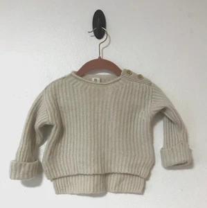 Banana Republic Baby Cashmere Sweater Size 6-12 Months Ribbed Rolled Neck Ecru - Picture 1 of 14