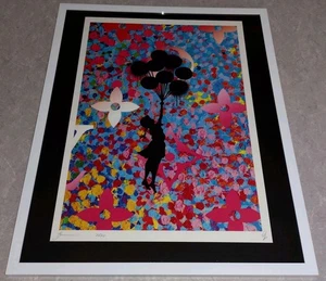 DEATH NYC ltd signed FRAMED graffiti art print 45x32cm Hirst Banksy Balloon Girl - Picture 1 of 2