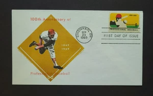 1969 Baseball Centennial 100 Years Sc 1381 FDC with Jackson Cachet UA - Picture 1 of 2