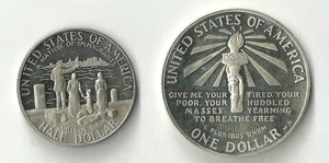 USA Silber Dollar 1986 Freiheitsstatue + Half Dollar 1986 - Bild 1 von 2