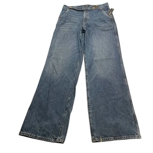 Jeans EXPRESS donna 10R gamba larga denim blu vita alta lavaggio medio - Foto 1 di 12