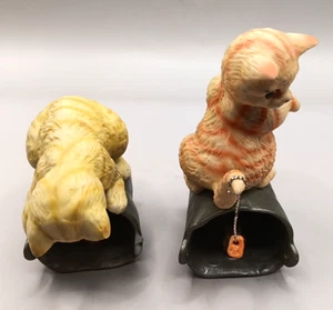 Vintage ENESCO Figurines Tabby Cat Mouse Bucket 4” Lot of 2 Please Read - Picture 1 of 17