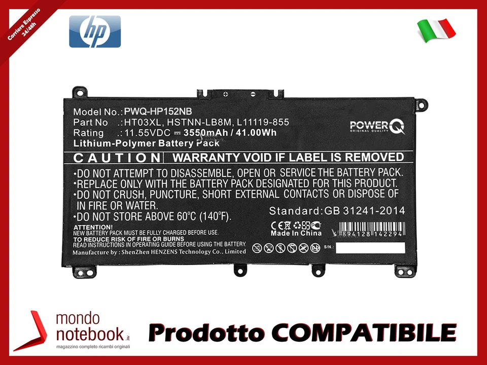 POWERQ Batteria per HP portatile HP 240 G7 245 250 255 14 15 17 HT03XL L11421-421
