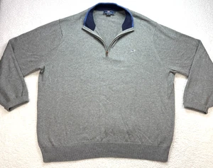 Vineyard Vines Sweater Mens 2XL Gray Quarter Zip Whale Logo Pullover Casual Knit - Picture 1 of 9