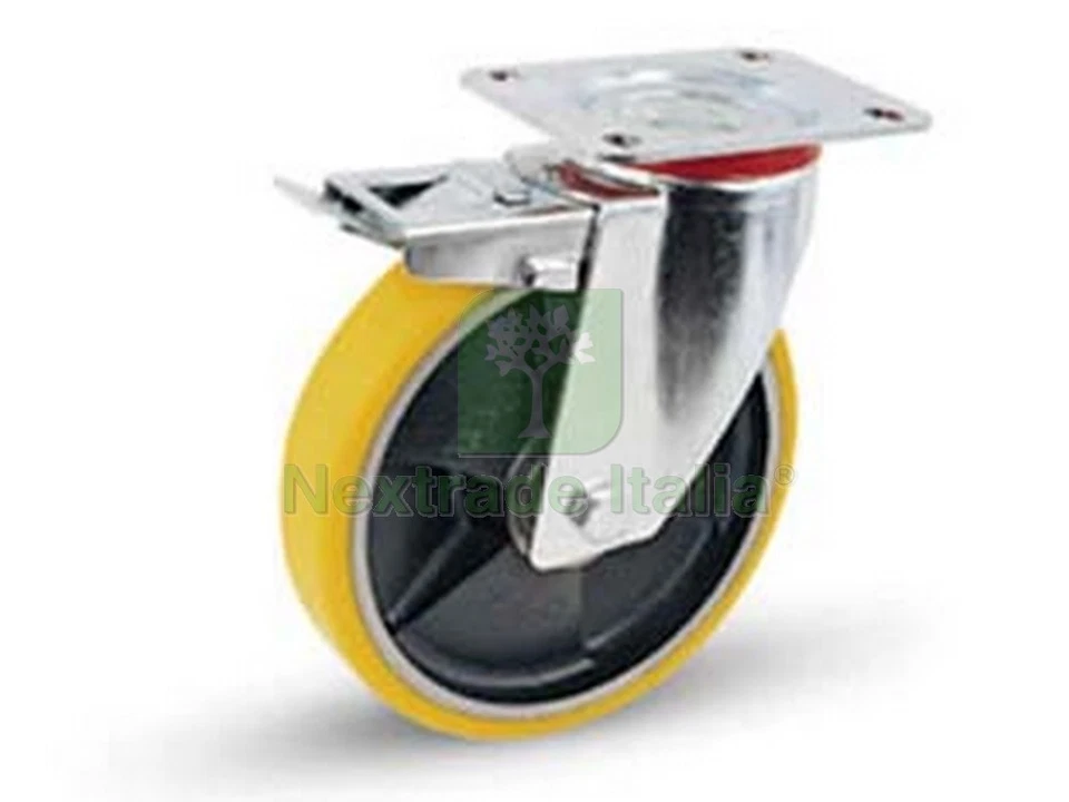 1PZ RUOTE INDUSTRIALI POLIUR.NUCLEO GHISA PIASTRA GIREVOLE FRENO "24SEANT" Ø MM: - Immagine 1 di 1