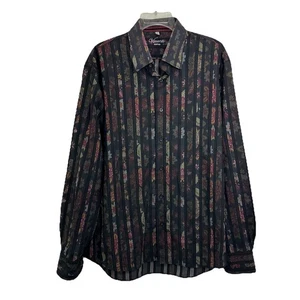 Visconti Uomo Camicia Uomo XL Nera Righe Infradito Polsino Manica Lunga Elegante Bella - Foto 1 di 7