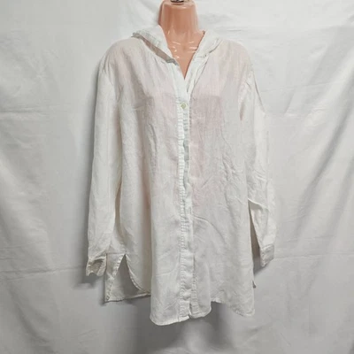 Lord & Taylor Hoodie Top Blouse Shirt Women Size L 100% Linen - Image 1 of 4