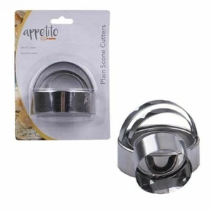 Appetito Plain Scone Cutters Cookie Presses Pastry Cuters 3 pcs Stainless Steel - Picture 1 of 3