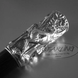 Walking Bâton Cane - 925 Feinversilbert Scène de Chasse - Canne Marche - Argent - Picture 1 of 11