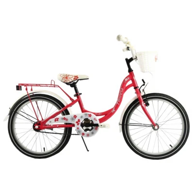 FLOWERS 20" Kinderfahrrad Mädchenfahrrad Fahrrad für Mädchen Kinderrad ROT - Bild 1 von 4