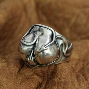 Sexy Devil Hips 925 Sterling Silver Buttocks Ass Ring Punk Ring TA270C UK N½~Z4 - Picture 1 of 27