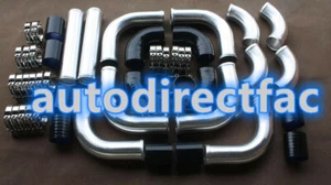 2.5" 64mm Aluminum Universal Intercooler Turbo Piping +Black hose+ T-Clamp kits - Picture 1 of 12