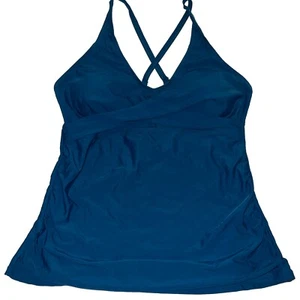 Yonique Teal Blue Green Tankini Swim Bathing Top XXL Ruche Adjustable Straps New - Picture 1 of 13