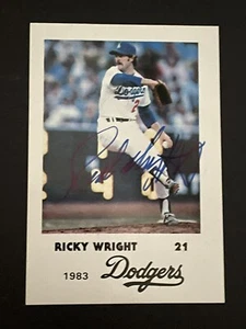 *RARO* RICKY WRIGHT ~ JSA LOA ~ 1983 Policía de los Dodgers Autógrafo Firmado - Imagen 1 de 7