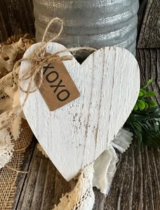 Tiered Tray Valentines XOXO HEART Farmhouse Wedding Shelf Decor Rustic Wood HP - Picture 1 of 7