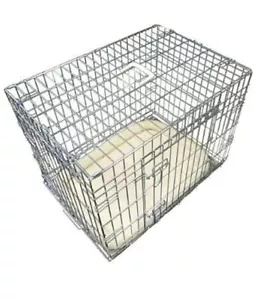 Ellie-Bo 42 inch Deluxe 2 Door Folding Dog Puppy Cage with Faux Sheepskin NEW - Picture 1 of 5