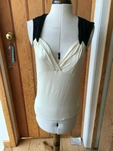 twiggy cream black colourblock sleeveless top viscose jersey uk 10 bnwt - Picture 1 of 3