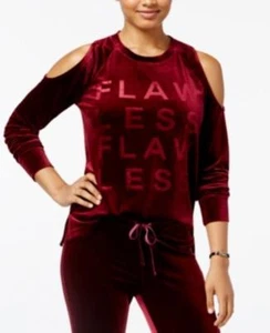 Material Girl Active Juniors' Velour Cold-Shoulder Sweatshirt, Medium - Picture 1 of 9