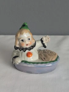 Cuscino Spilla Pierrot Clown Lusterware Ceramica Clown - Made in Japan 1929 - Foto 1 di 6