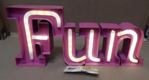 Metal LED Sign Pink FUN 14" x 6" AA Battery Operated Celebrate It Decor 138B - Picture 1 of 7