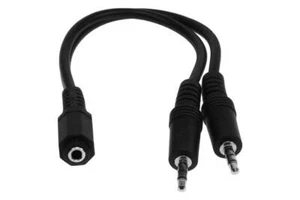 Cable SF 3,5 mm hembra a 2 3,5 mm macho estéreo Y cable, 6 pulgadas - Imagen 1 de 3