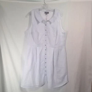Modcloth White Blue Striped Button Front Sleeveless Dress Size 22 NWT - Picture 1 of 3