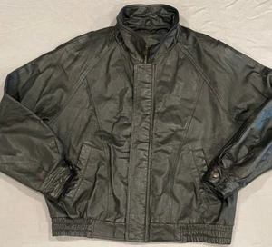 Expressions Contemporary Men's Jacket L Black Leather Quilt Lining Zip Pockets - Picture 1 of 10
