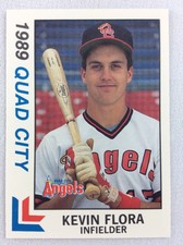 1989 Quad City Angels-Eastern League-BEST Baseball Card-Kevin Flora