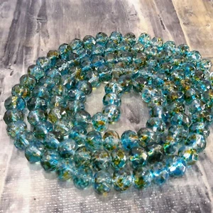 Spray Painted Glass, Faceted Rondelle, 8x6mm, Deep Sky Blue, Approx 68 pce  - Imagen 1 de 3