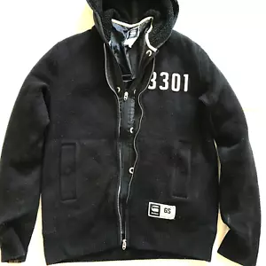 G-STAR RAW MEN'S BOBBY HOODED VEST KNIT JACKET BLACK MEDIUM US - LARGE EU - Picture 1 of 19