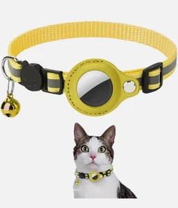 AirTag Collar para Gato Reflectante Collar para Mascotas con Campana Seguridad-(AMARILLO) - Imagen 1 de 3