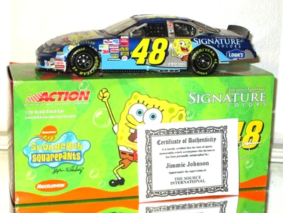 2003 JIMMIE JOHNSON #48 LOWE'S SPONGEBOB AUTOGRAPHED 1/24 CAR W/COA - Image 1 of 4