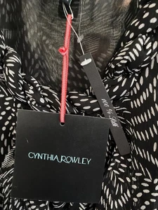 NWT Cynthia Rowley 100% Silk Black & White Sleeveless Top BOHO Style - Picture 1 of 7