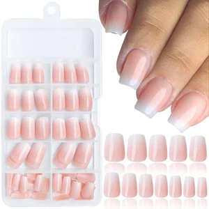 120pc Coffin Press on Nails Short Fake Nails Ombre Nude False Short Ballerina - Picture 1 of 5