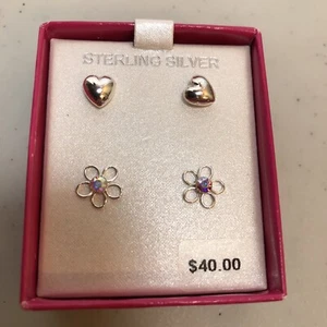 sterling silver earrings Heart Flower - Picture 1 of 5