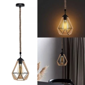 Lámpara colgante retro industrial vintage de cuerda de cáñamo para pantallas de metal - Imagen 1 de 22