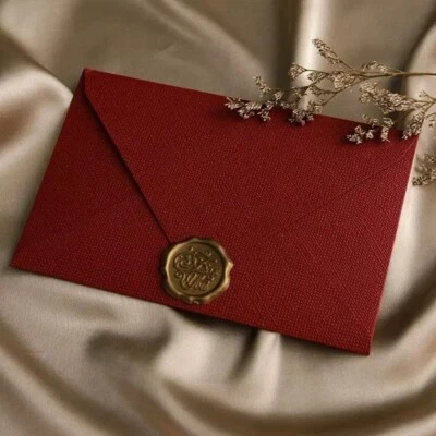 3pcs Vintage Linen Envelope Letter Set Red Love Letter  Invitation Postcard - image 1 of 4