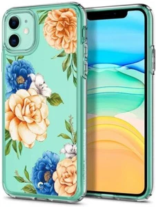 Custodia iPhone 11 progettata CYRILL Cecile blu trasparente floreale - cuscino d'aria Spigen - Foto 1 di 7
