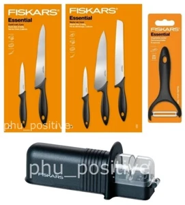 JUEGO DE CUCHILLOS FISKARS 5 CUCHILLOS DE COCINA + PELADOR DE VERDURAS + AFILADOR DE CUCHILLOS, JUEGO DE CUCHILLOS - Imagen 1 de 12