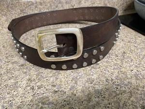 Brown Genuine leather Belt With Studs Sizes 26, 28, 32, 34, 38, 40, 42, 44, 46 - Picture 1 of 2