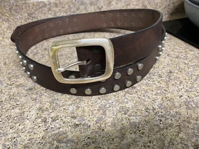 Brown Genuine leather Belt With Studs Sizes 26, 28, 32, 34,36,38, 40, 42, 44, 46 - Image 1 of 2