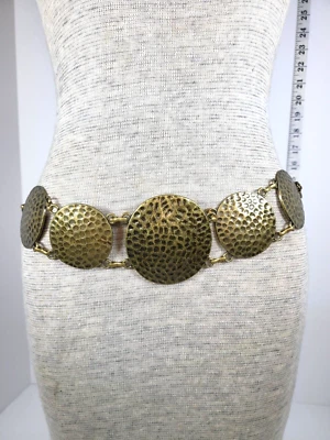 Cinturón Cintura Cadena Metal Vintage Martillado Discos Redondos Boho Gitano, Hippy Foto 1 de 4