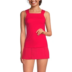 Lands End Cap Sleeve High Neck Tankini Swimsuit Top and Mini Swim Skirt Sz 6 - Picture 1 of 7