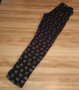 One Pair Black Gold Heart Leggings Size 14-16 Cat & Jack EUC Fleece Lined - Picture 1 of 1
