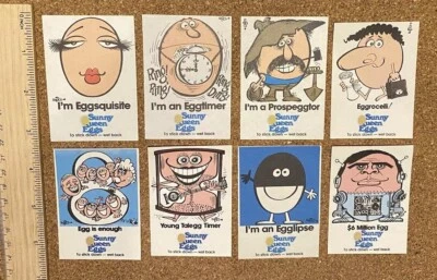 VINTAGE ORIGINAL 1970S SUNNY QUEEN EGGS STICKERS TRADING CARDS WEG ART VGC-NMINT - Image 1 of 4
