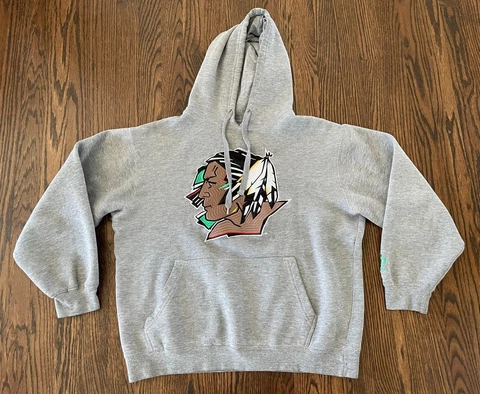 UND North Dakota Fighting Sioux Logo men's S gray Hoodie Sweatshirt Cover