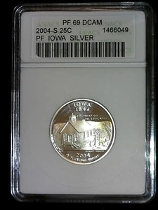 2004-S Iowa State Quarter Silver ANACS PF 69 DCAM Quarter - Picture 1 of 2